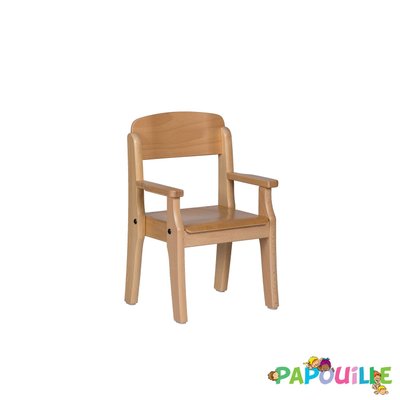 Mobilier - Chaise & fauteuil pour crèche - Fauteuil enfant en bois avec accoudoir t1 h.26cm vernis