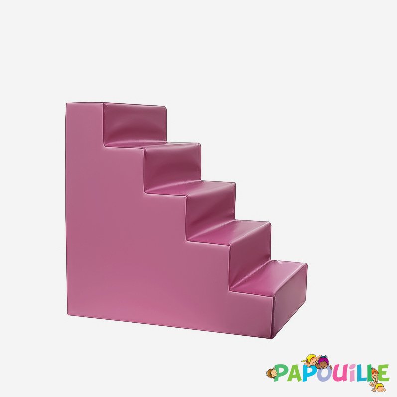 Escalier pour table de change en mousse imperméable rose