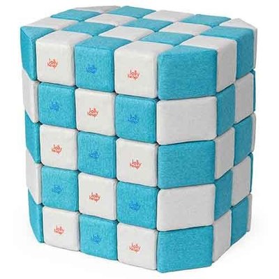 Motricité - Jeux de Motricité Libre - Cubes de constructions basic magnétiques de psychomotricité tissu 100 pièces turquoise et blanc