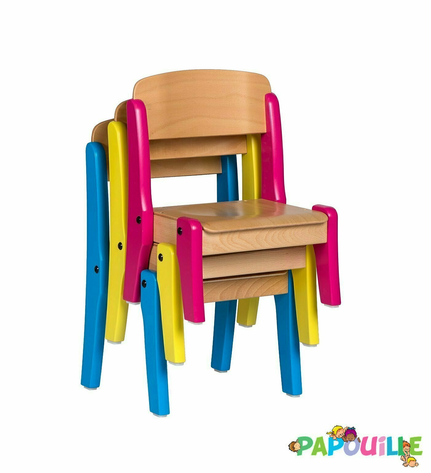 Chaise en bois empilable t3 h.35cm jaune